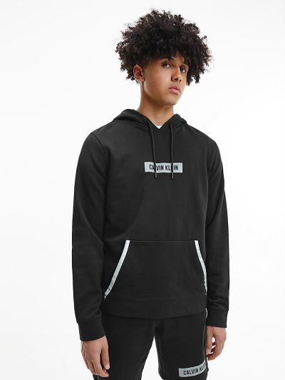 Calvin Klein Ruhák HU043059 | Calvin Klein Cotton Terry Férfi Kapucnis Pulóver Fekete